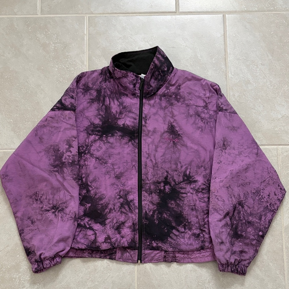 Reebok Purple and Black Tie-Dye Jacket
